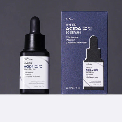Detailansicht der Flasche von Isntree AHA BHA Serum zur Anwendung bei Hautunreinheiten.