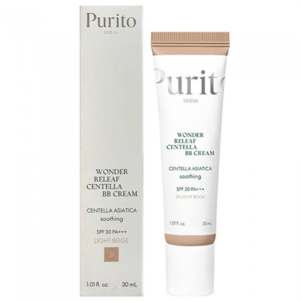 Verpackung der Purito BB Cream mit Centella Asiatica, die sanften Sonnenschutz und Feuchtigkeit bietet.