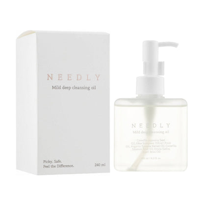 NEEDLY Mild Deep Cleansing Oil in einer eleganten Flasche für sanfte Reinigung und Make-up Entferner.