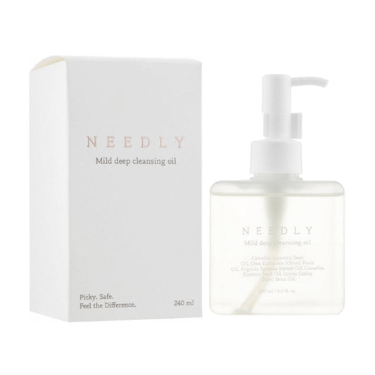 NEEDLY Mild Deep Cleansing Oil in einer eleganten Flasche für sanfte Reinigung und Make-up Entferner.