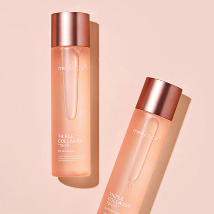 Nahaufnahme des Medicube Triple Collagen Toners, ideal für effektive Hautpflege mit koreanischer Kosmetik.