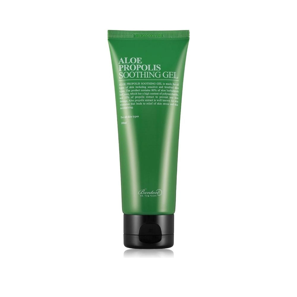 Benton Aloe Propolis Soothing Gel in einer eleganten Verpackung, perfekt für empfindliche Haut und Feuchtigkeitspflege.