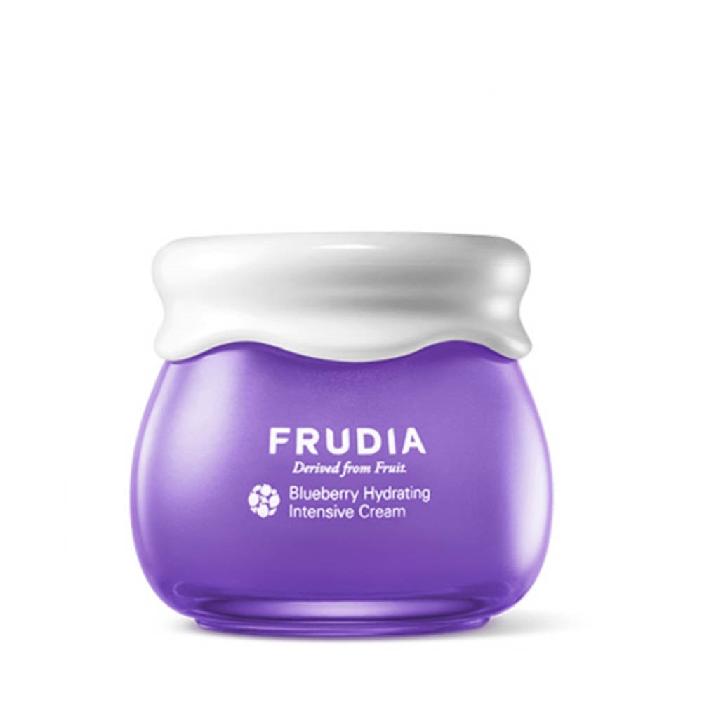 Frudia Blueberry Hydrating Intensive Cream Mini in einer eleganten Packung, ideal für empfindliche Haut.