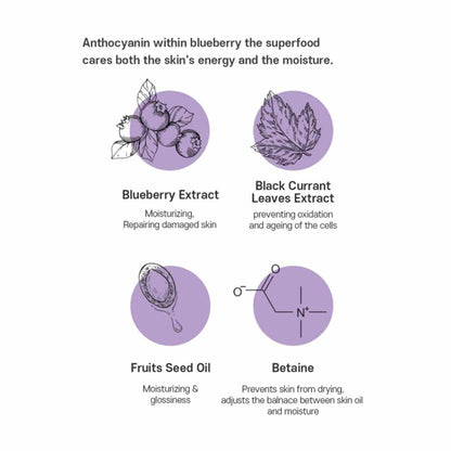 Verpackung der Frudia Blaubeeren-Feuchtigkeitscreme, geeignet für die Reise.