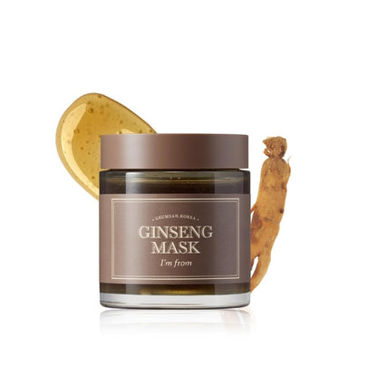 I’m from Ginseng Mask in glatter Verpackung, zieht Feuchtigkeit ein und pflegt die Haut mit Ginseng-Essenzen.