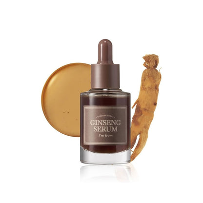 Das I’m from Ginseng Serum in der eleganten 30 ml Flasche, ideal für feuchtigkeitsspendende Hautpflege.