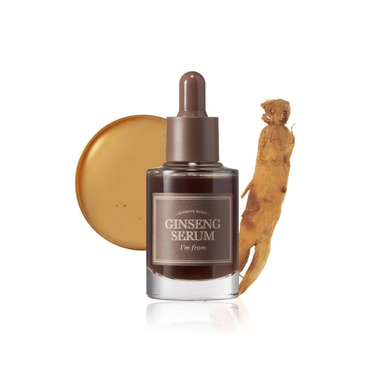 Das I’m from Ginseng Serum in der eleganten 30 ml Flasche, ideal für feuchtigkeitsspendende Hautpflege.