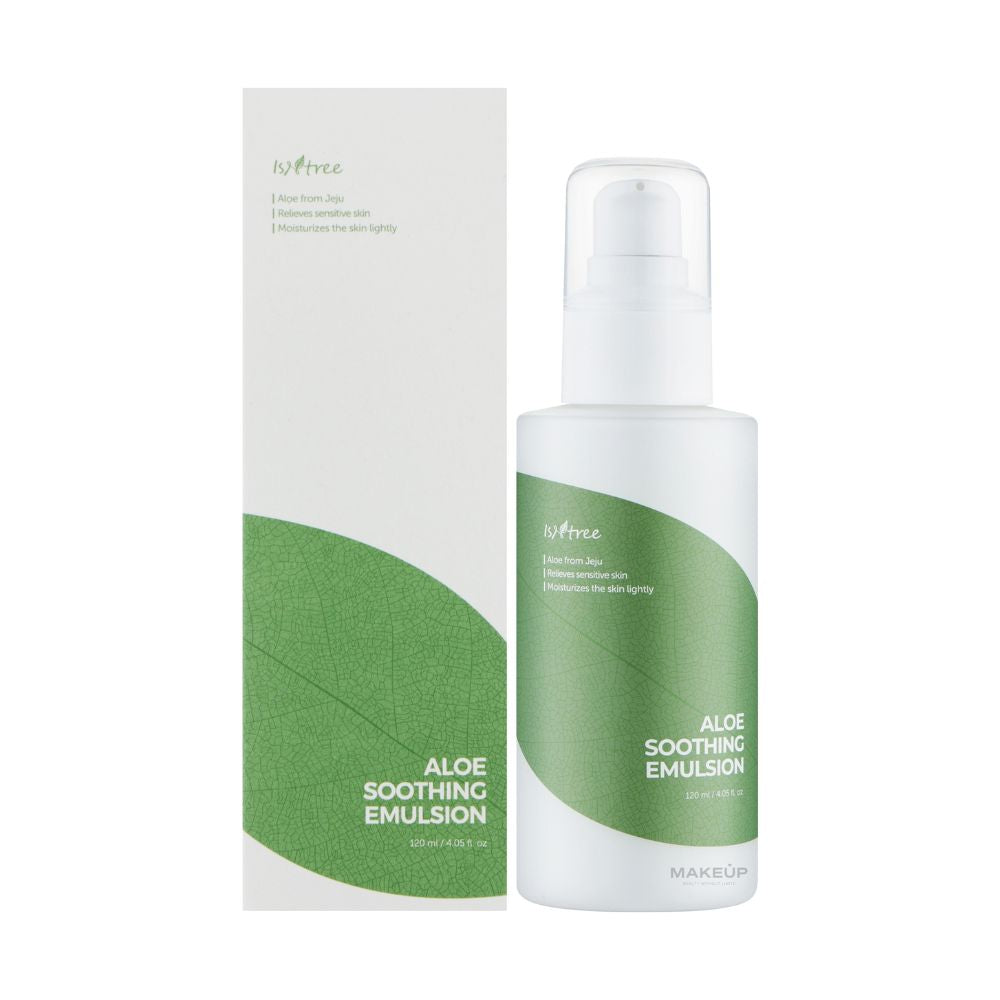 Isntree Aloe Soothing Emulsion in der 120 ml Flasche, ideal für empfindliche Haut mit Aloe Vera.