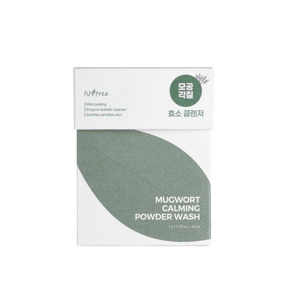Isntree Mugwort Calming Powder Wash, sanfte Gesichtsreinigung für empfindliche Haut in der Verpackung.
