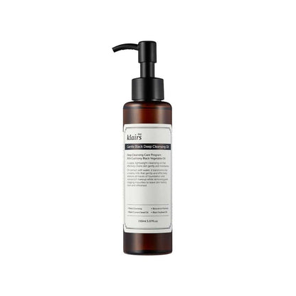 Klairs Gentle Black Deep Cleansing Oil in einer eleganten Flasche, ideal für gesunde Haut.