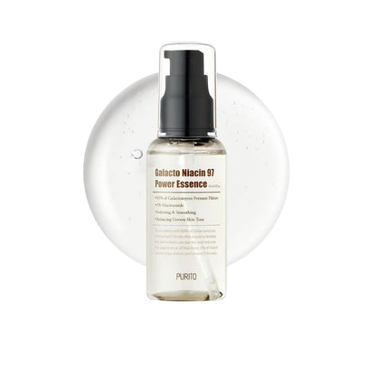 PURITO Galacto Niacin 97 Power Essence in einer eleganten Flasche für gezielte Hautpflege mit Niacinamid und Galactomyces.