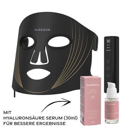 Anwendung der ekovita LED Lichttherapie Maske, die für strahlende Haut sorgt bei entspannender Behandlung.