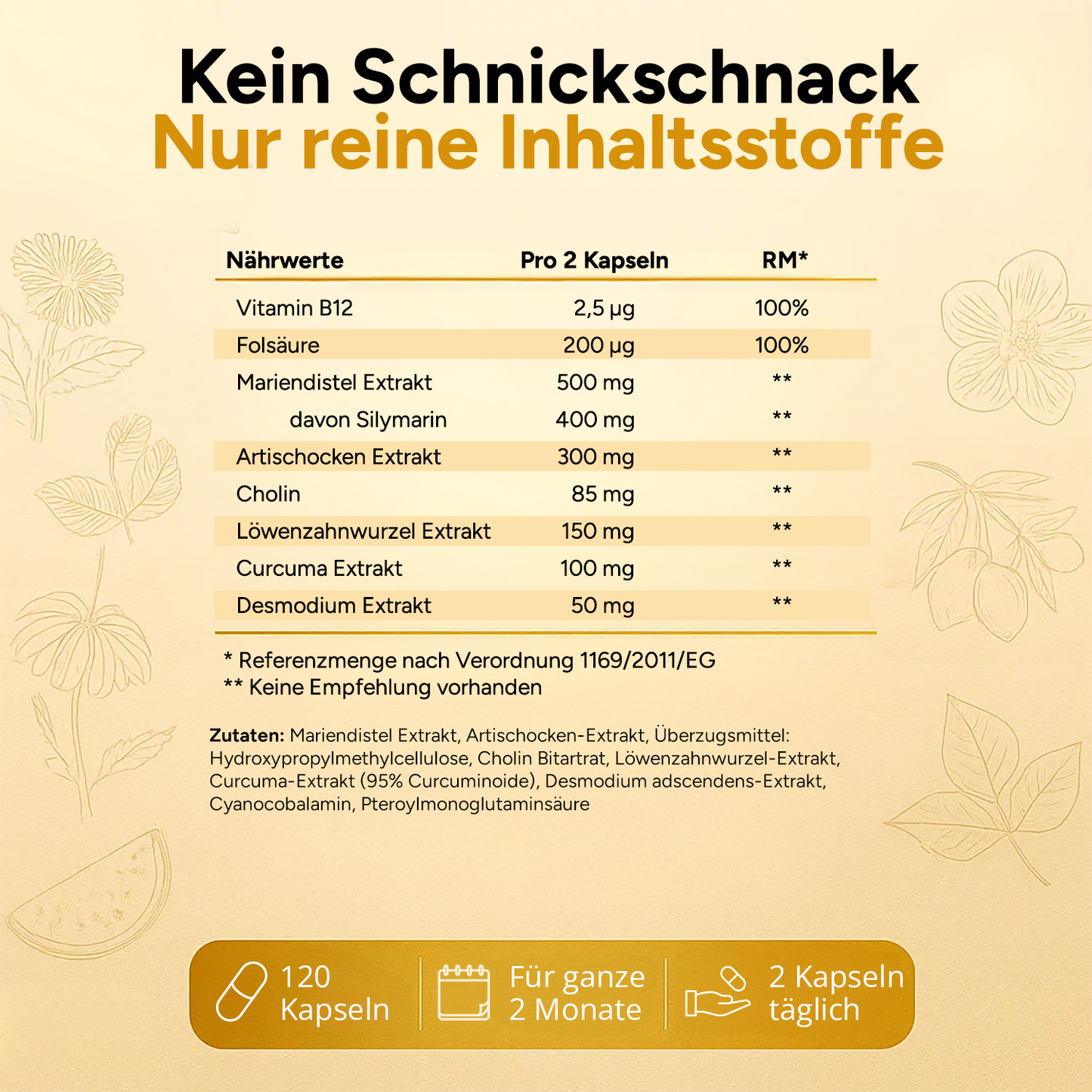Nahrungsergänzungsmittel Leber Plus, flüssige Kapseln mit hochdosierten Mariendistel-Extrakt.