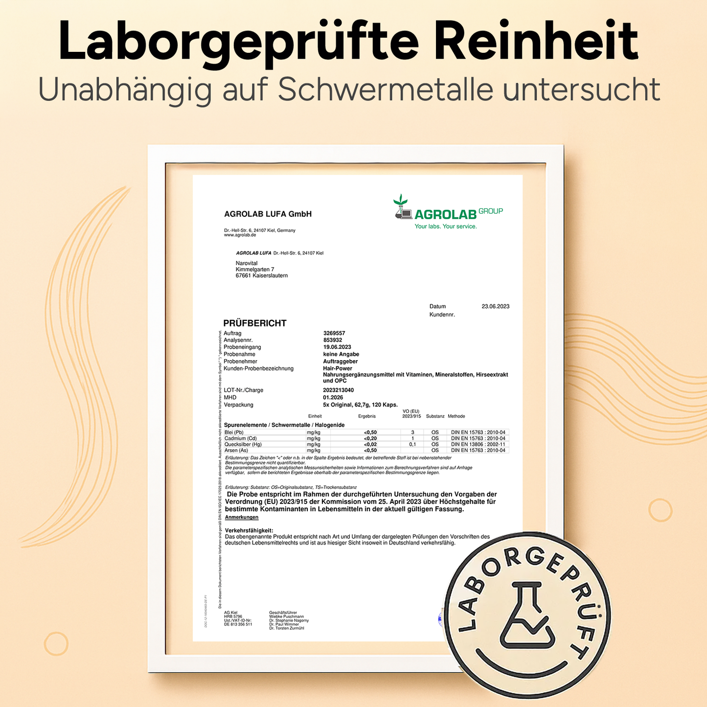 Die Wirkung der hochdosierten Haar Vitamine auf gesundes Haarwachstum kreativ dargestellt.