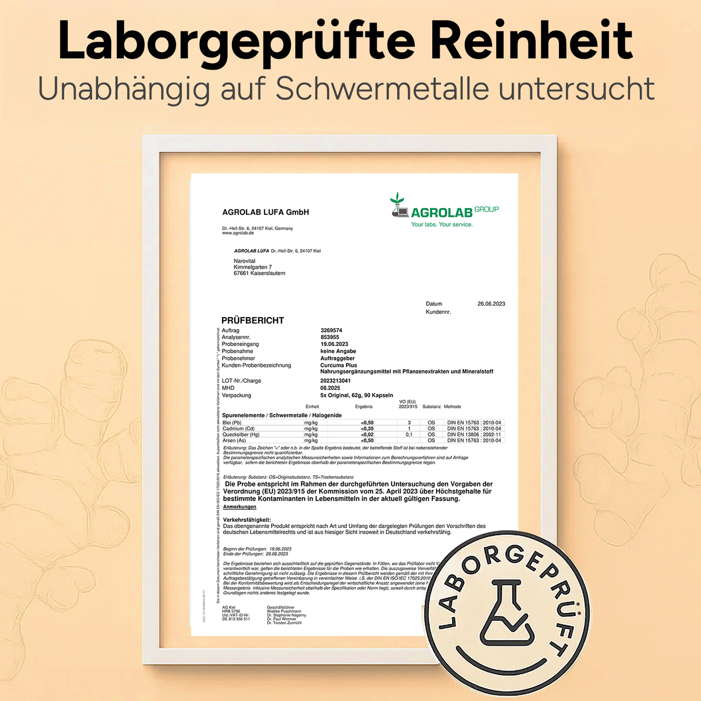 Die Anwendung der Kapseln mit einem Glas Wasser auf einem Küchentisch demonstriert.