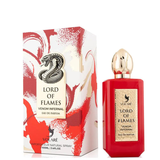 Volare Lord of Flames Venom Infernal Eau de Parfum 100ml in eleganter Glasflasche, unisex Duft für Luxus-Liebhaber.