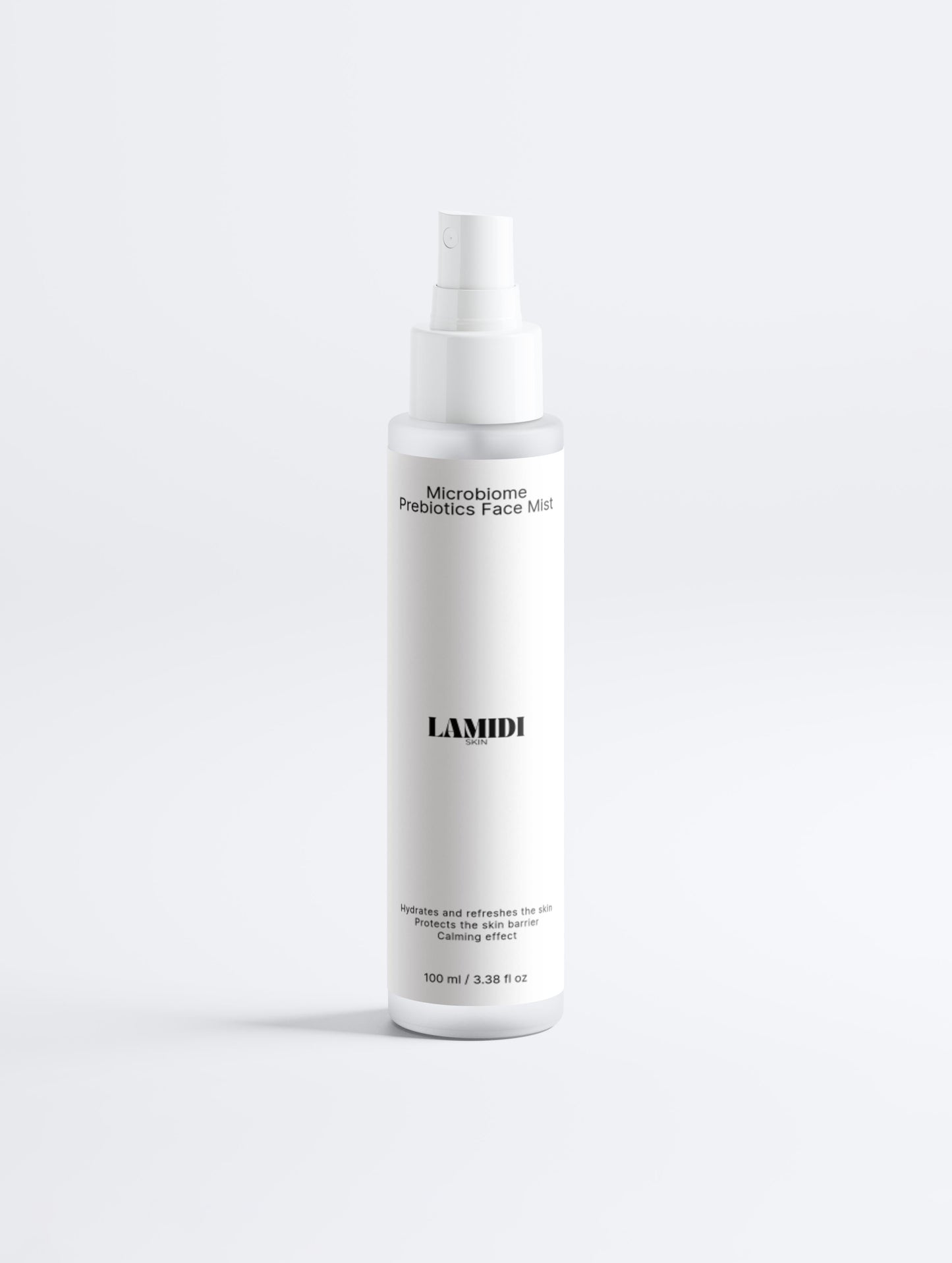 Microbiome Prebiotics Face Mist von Lamidibeauty in einer eleganten Sprühflasche für intensive Hydratation.