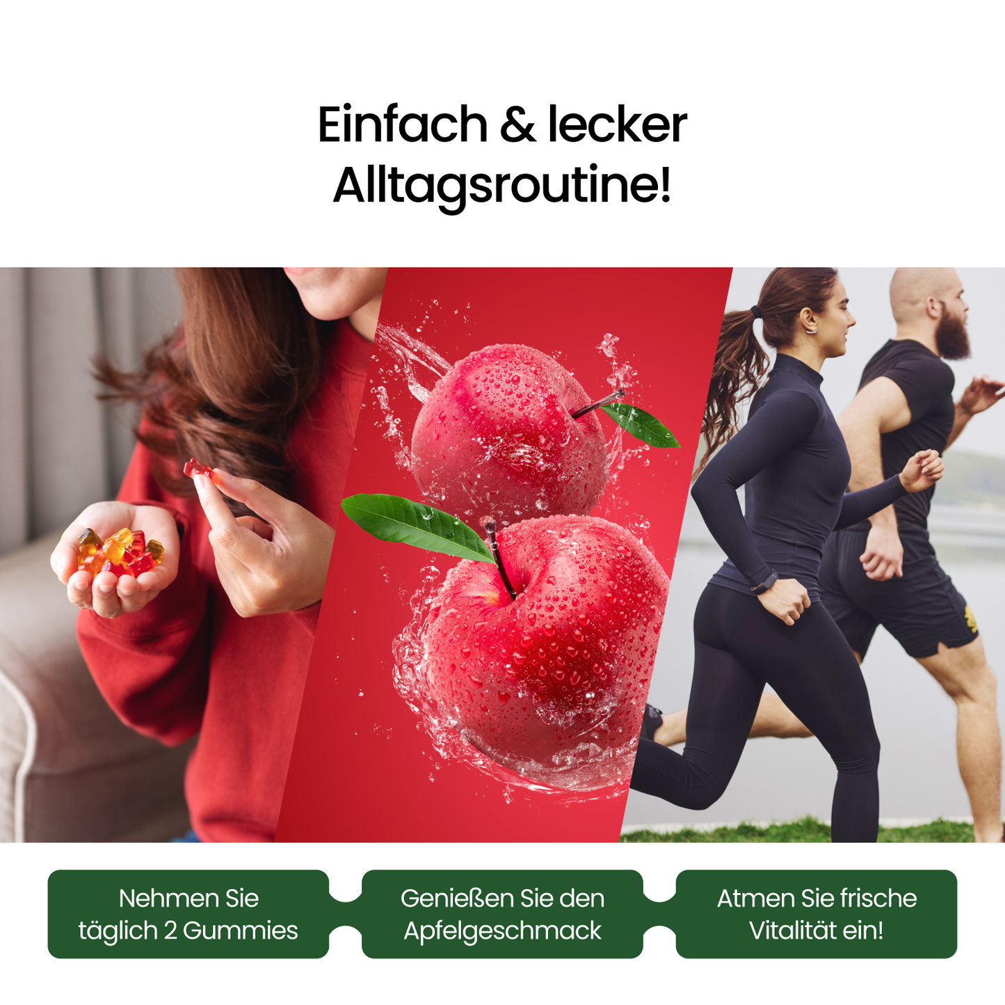 Vitamin D3 Gummibärchen mit Quercetin & Bromelain – Apfel