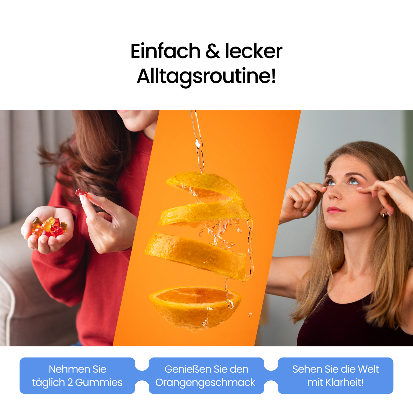 Lutein Gummibärchen mit Vitamin C, E & Zink – Orange