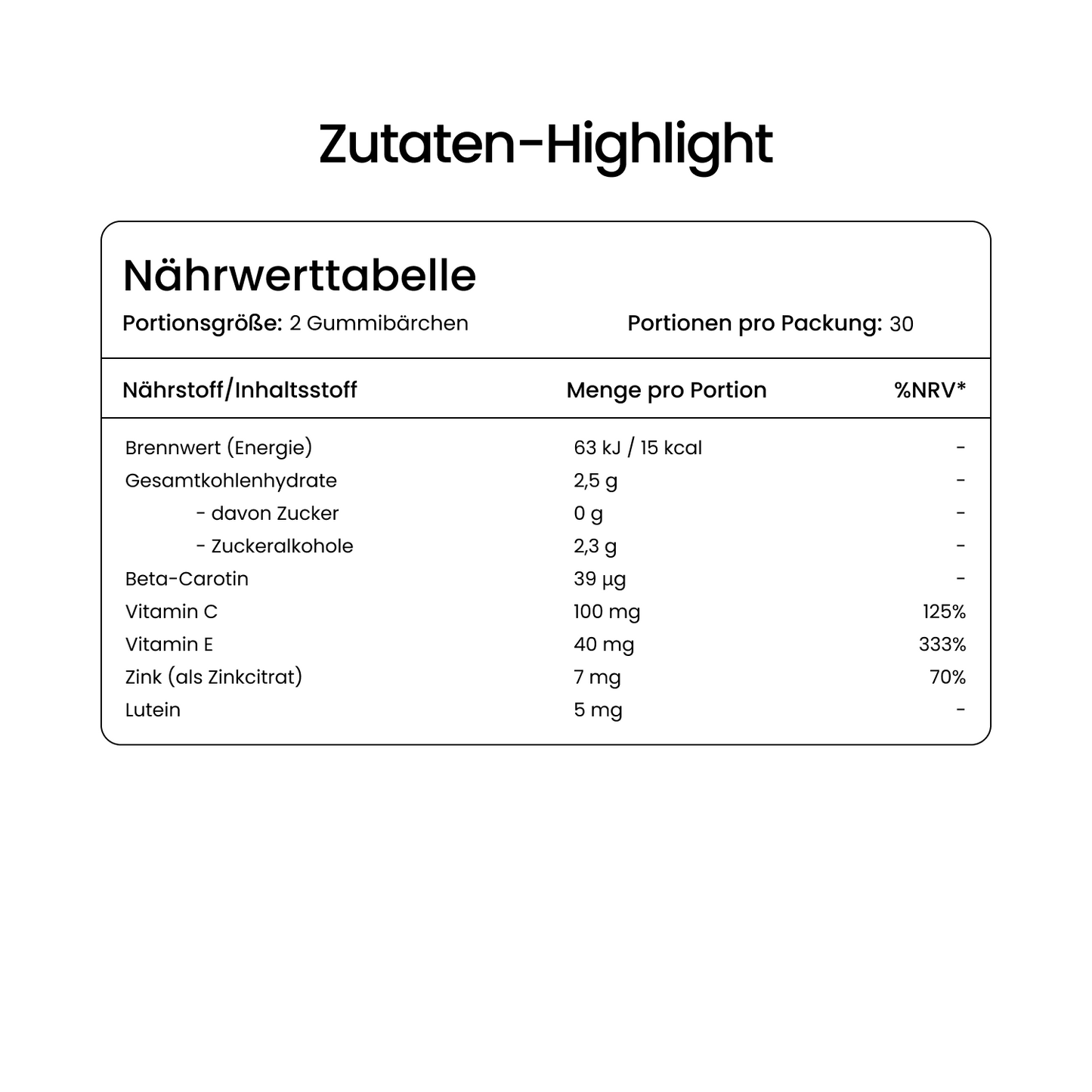 Lutein Gummibärchen mit Vitamin C, E & Zink – Orange