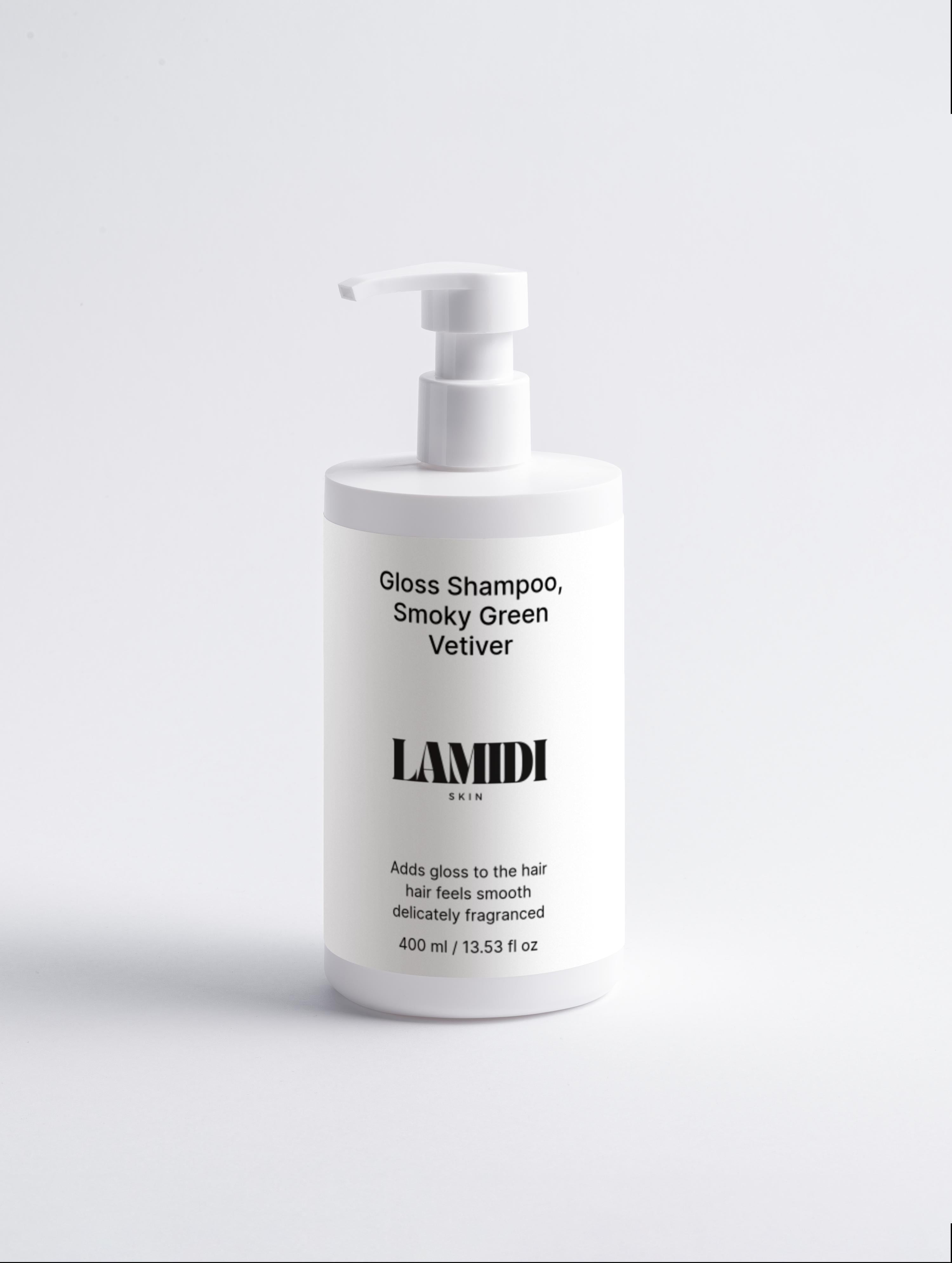 Gloss Shampoo in Smoky Green Vetiver Flasche – natürliche Haarpflege von ekovita und Lamidibeauty.