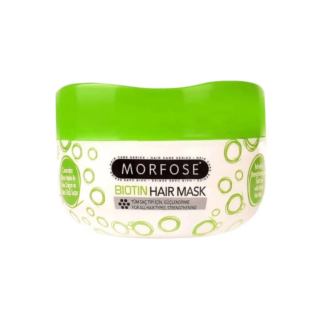 Morfose Biotin Haarmaske in eleganter Verpackung für intensives Haarwachstum und Pflege.