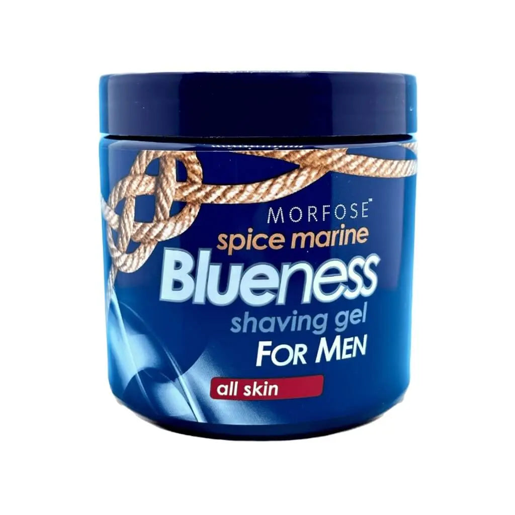 Morfose Blueness Rasiergel in einer 500 ml Flasche für eine glatte Rasur und intensive Hautpflege.
