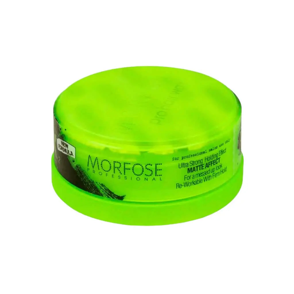 Morfose Matte Styling Wax Ultra Strong No.2 in grüner 150 ml Verpackung für kreative matte Frisuren.