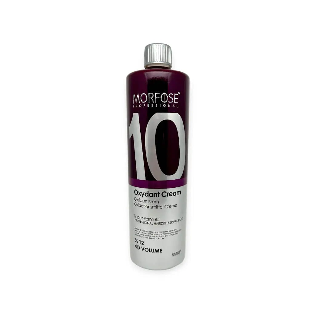 Morfose Oxydant Cream 1000 ml zusammen mit verschiedenen Haarfarbe-Produkten.