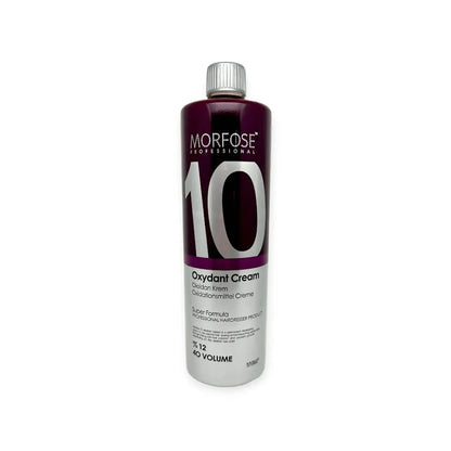 Morfose Oxydant Cream 1000 ml zusammen mit verschiedenen Haarfarbe-Produkten.