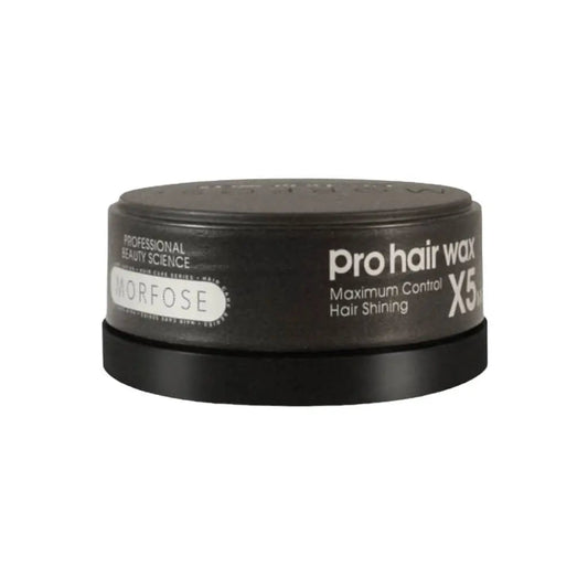 Morfose Pro Hair Wax X5 Maximum Control im Tiegel, ideal für starken Halt und glänzendes Haar.