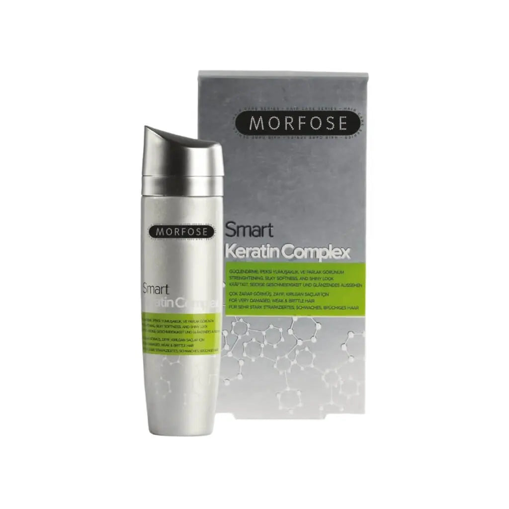 Morfose Smart Keratin Haaröl in eleganter Flasche für glanzloses und strapaziertes Haar.