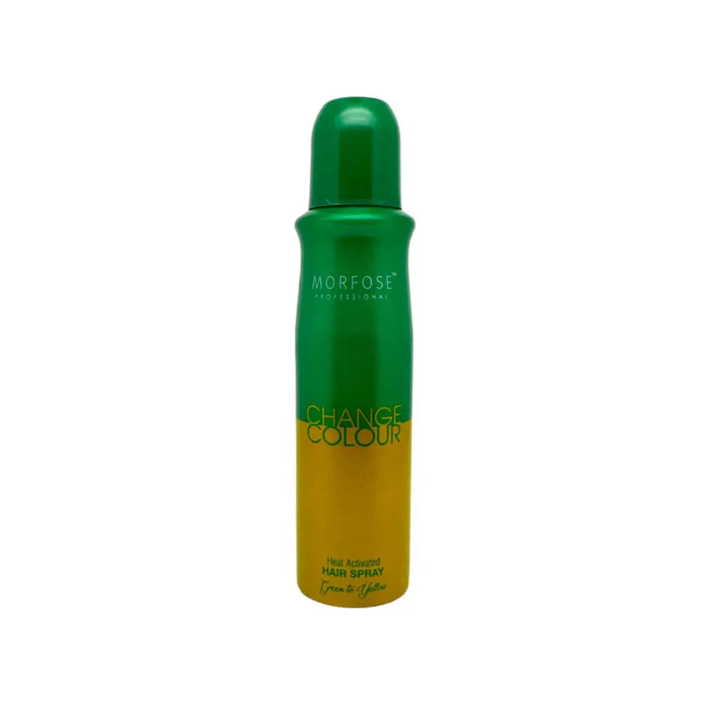 Morfose Change Color Spray in Grün-Gelb bietet kreative Farbwechsel für Haarstyling.