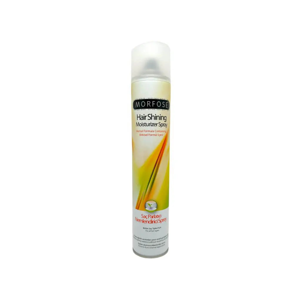 Morfose Glanz-Haarspray 400 ml für brillanten Glanz und frizzfreies Haar in einer eleganten Sprayflasche.