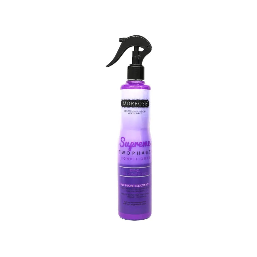 Morfose Supreme 2 Phase Conditioner in der 400 ml Flasche für geschmeidiges Haar und optimalen Haarschutz.