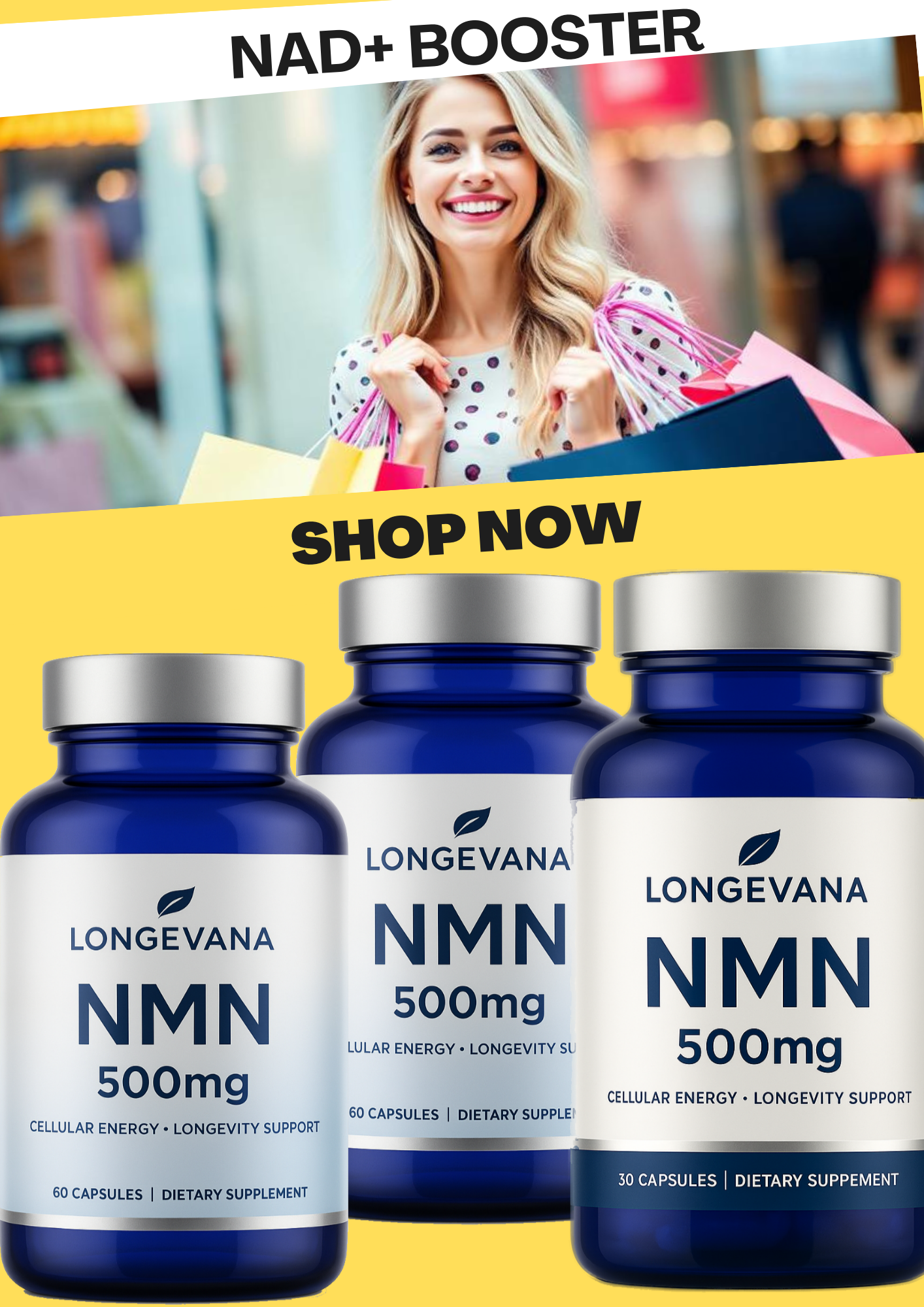 Detailansicht der Kapseln aus Longevana NMN 500mg für maximale Bioverfügbarkeit