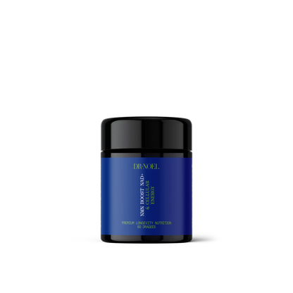 NMN Supplement Dragees von Dr. Noel für NAD+ Unterstützung und Anti-Aging-Effekte.