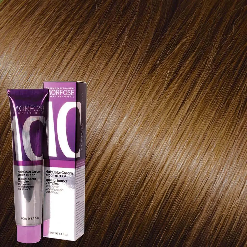 Detailaufnahme der Morfose Haarfarbe in Arganöl, optimal für pflegende Coloration.