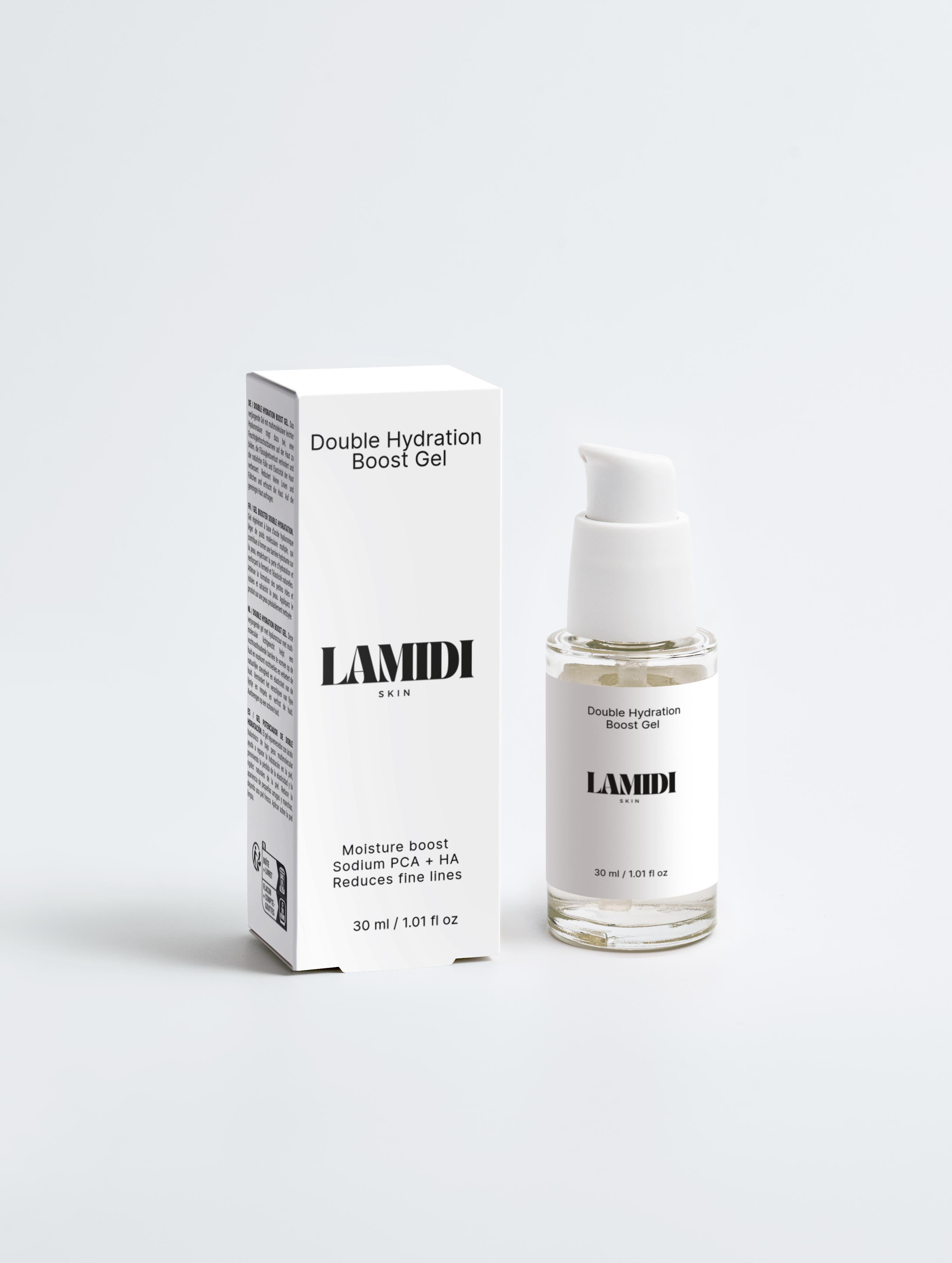 Double Hydration Boost Gel von Lamidibeauty - nährendes Hyaluron Gel für intensive Feuchtigkeitspflege.