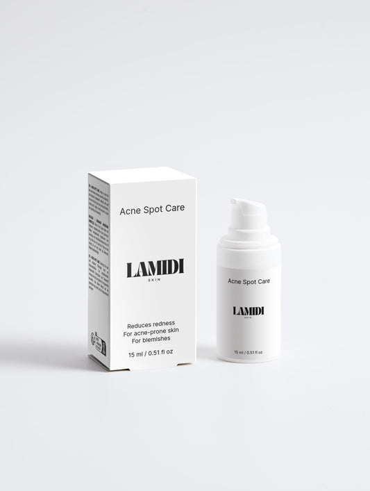 Akne Spot Care von Lamidibeauty mit Salicylsäure in ansprechender Verpackung, ideal gegen Hautunreinheiten.