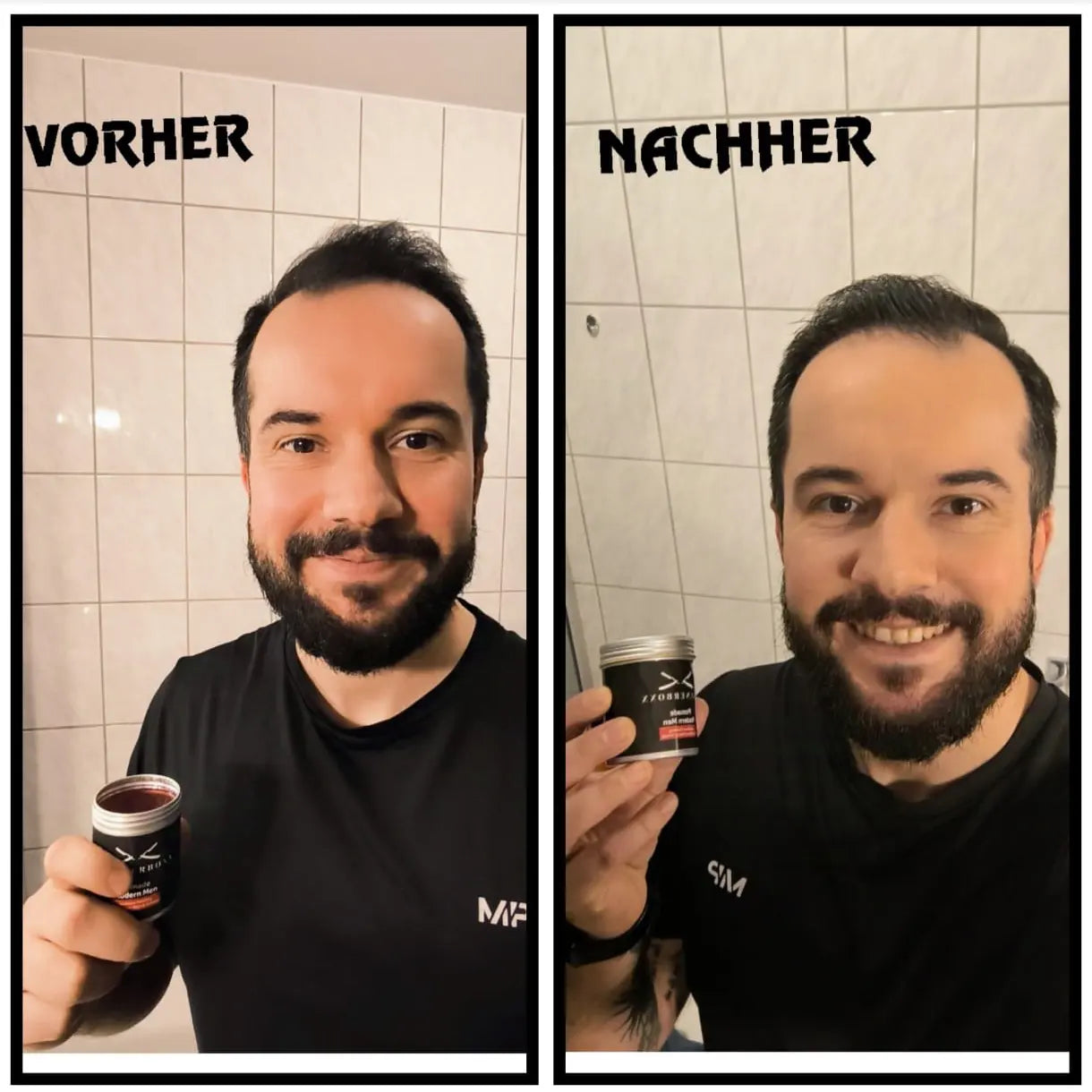 Anwendung der veganen Pomade von Männerboxx, um einen stylischen Look zu kreieren.