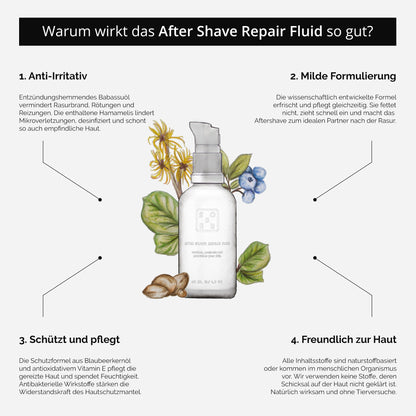 Detailaufnahme der veganen Formel des Aftershave für empfindliche Haut von sober.