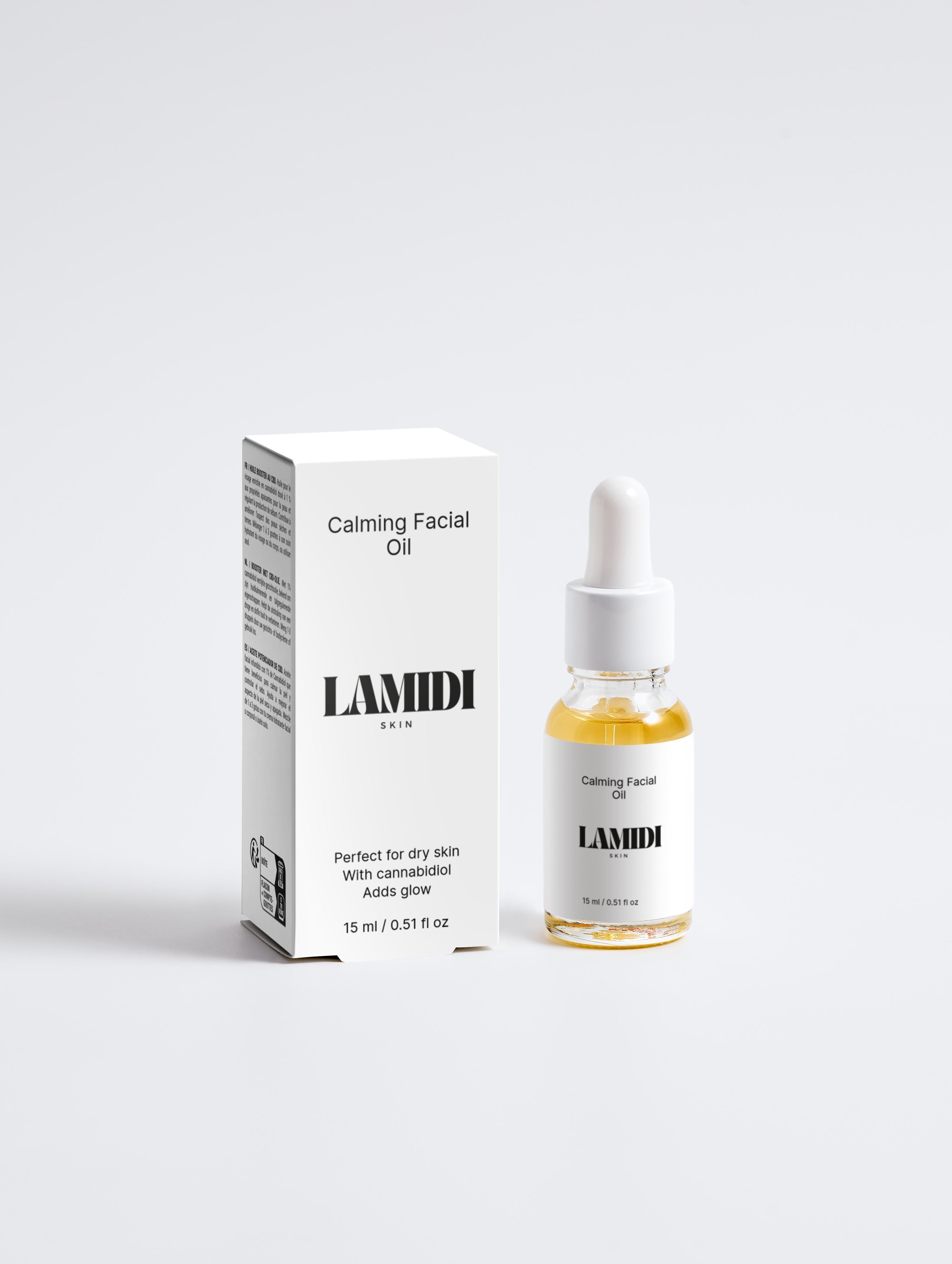 Calming Facial Oil von Lamidibeauty mit Hanföl zur Beruhigung empfindlicher Haut.