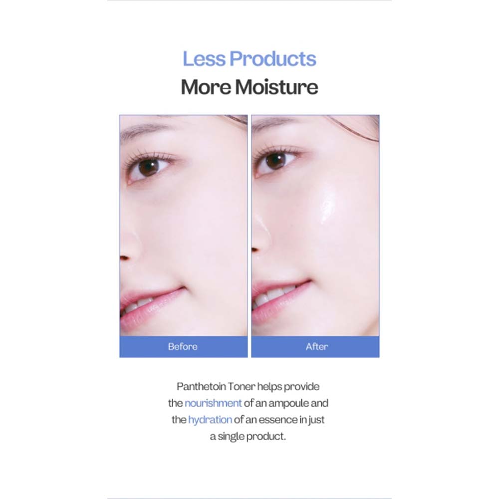 ma:nyo Panthetoin Essence Toner in einer Pflegeroutine am Morgen zur Förderung der Hautgesundheit.