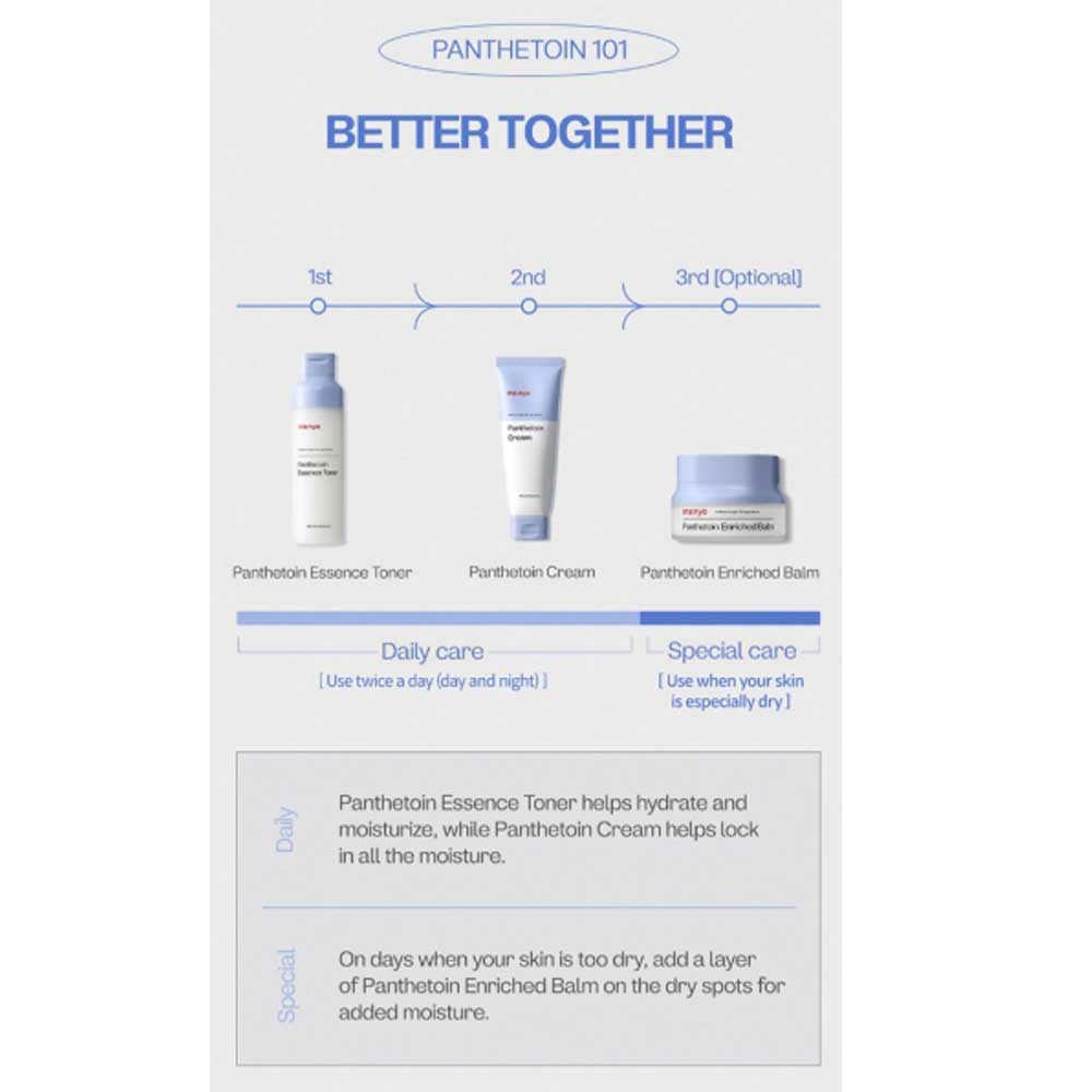 Koreanische Kosmetikma:nyo Panthetoin Balm auf einem Holztisch, perfekt für tägliche Feuchtigkeitspflege.