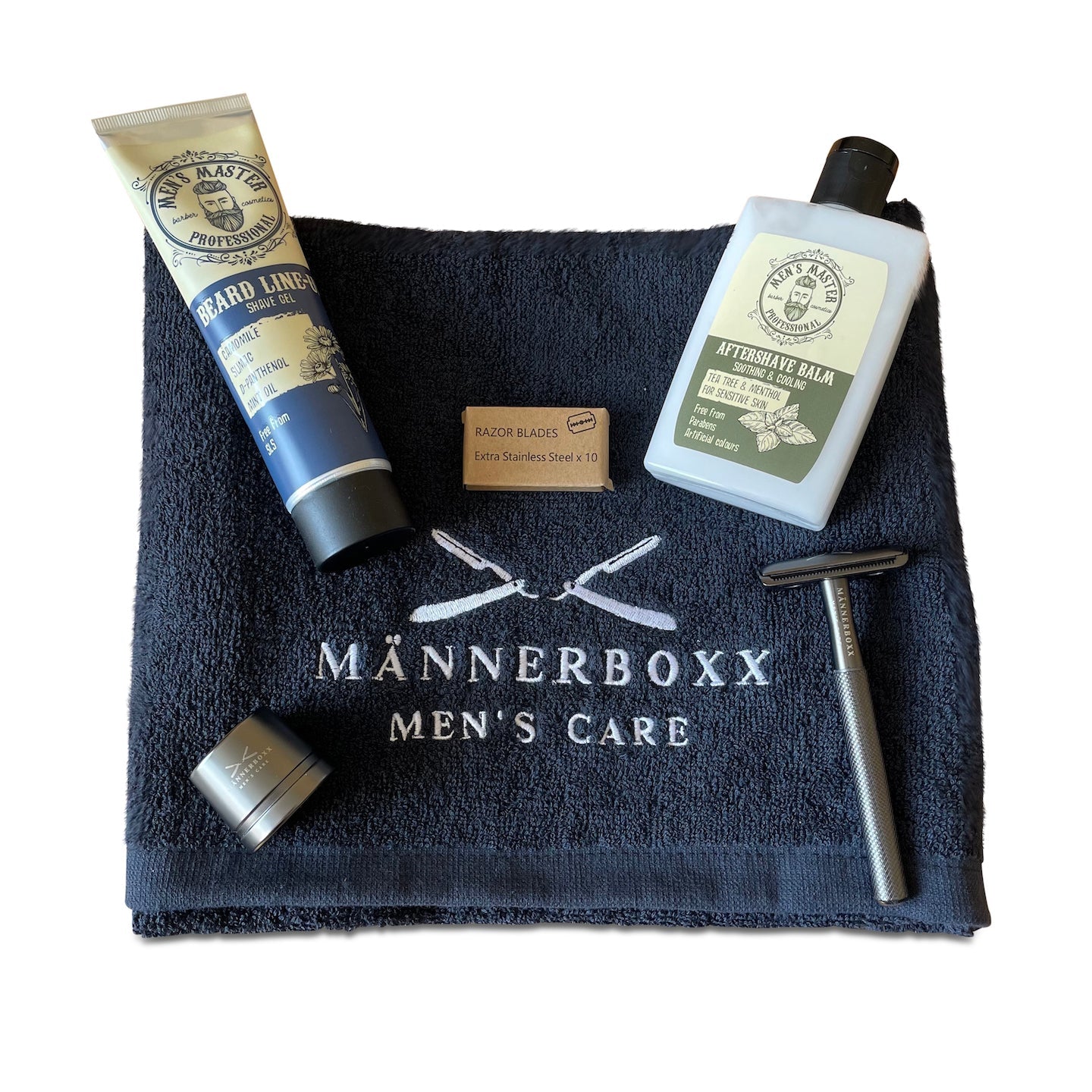 Rasierseife und Aftershave Balsam aus dem Männerboxx Set für eine perfekte Pflege.