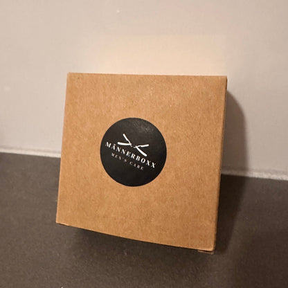 Verpackung der Männerboxx Rasierschale in umweltfreundlicher Box, passend zu ekovita Produkten.