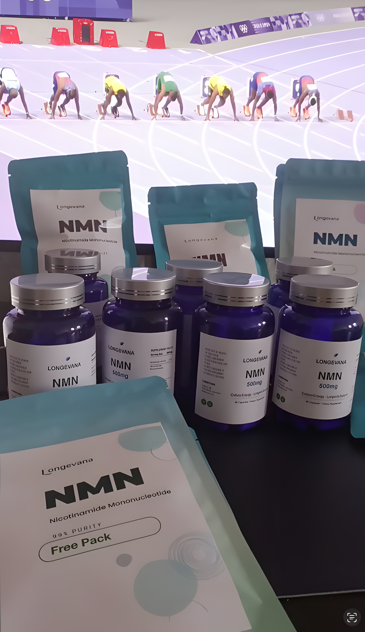 Nahaufnahme der Inhaltsstoffe auf der Verpackung von Longevana NMN 500mg