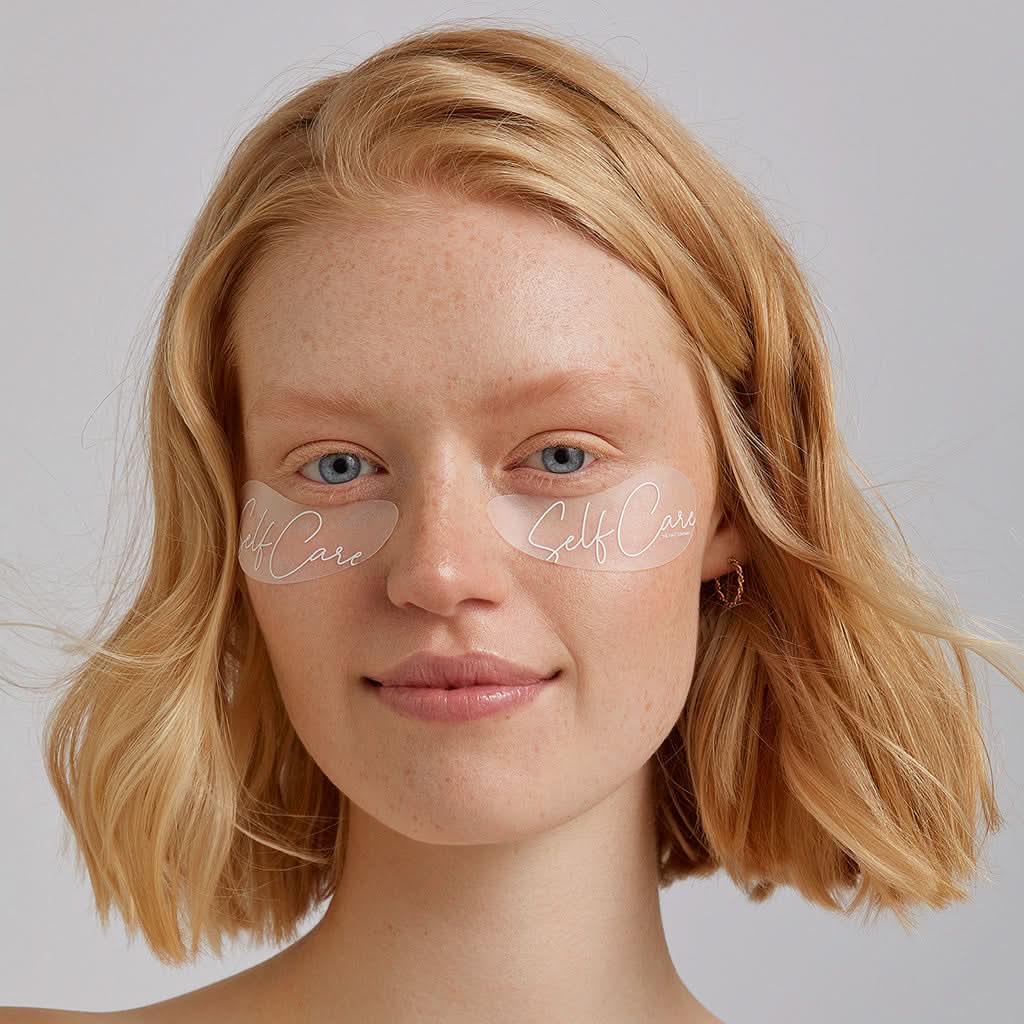 Anwendung der Eye Pads von ekovita, ideal zur Auffrischung der Augenpartie.