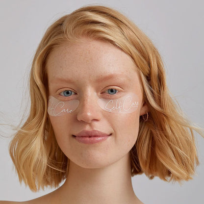 Anwendung der Eye Pads von ekovita, ideal zur Auffrischung der Augenpartie.